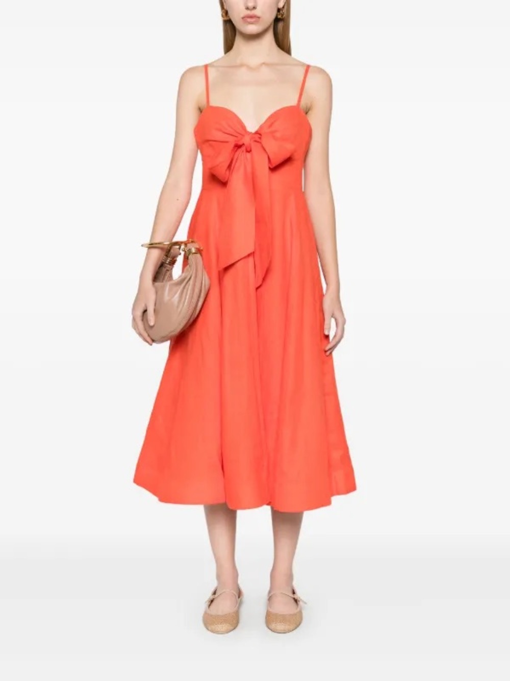 NWT Zimmermann Crush Tie Front Linen Midi Dress 2 US8
